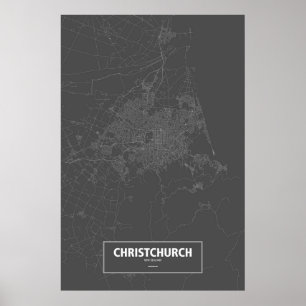 Christchurch, New Zealand (white on black) Poster
