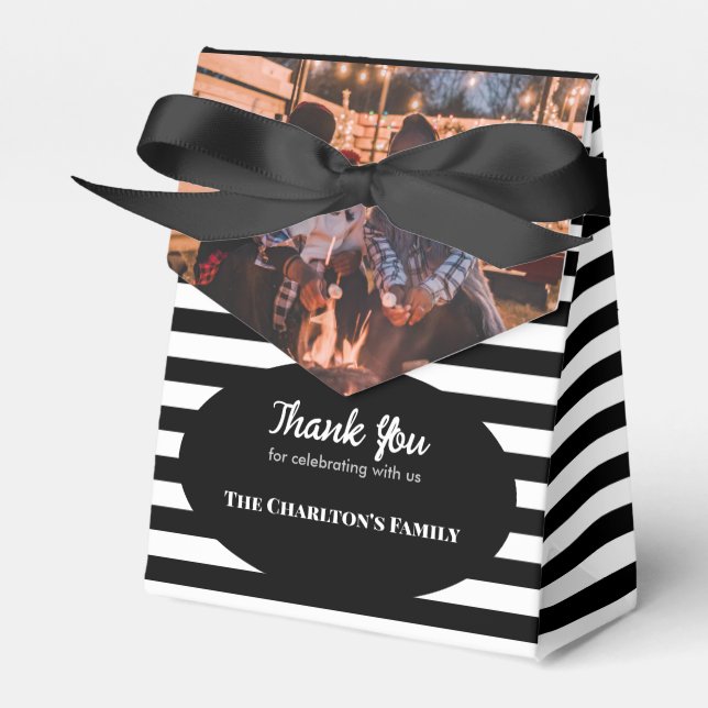 Christening 1 Section Custom Photo Stripes Favour Box (Front Side)