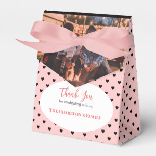 Christening 1 Section Photo Salmon Pink Hearts Favour Box