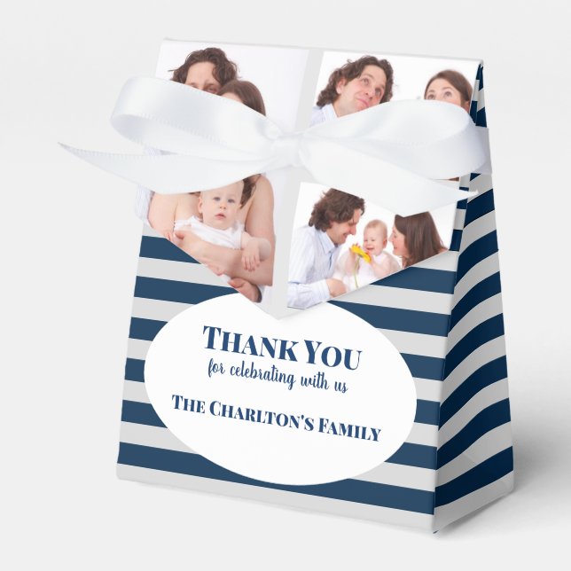 Christening 3 Sections Custom Family Photo Favour Box (Front Side)