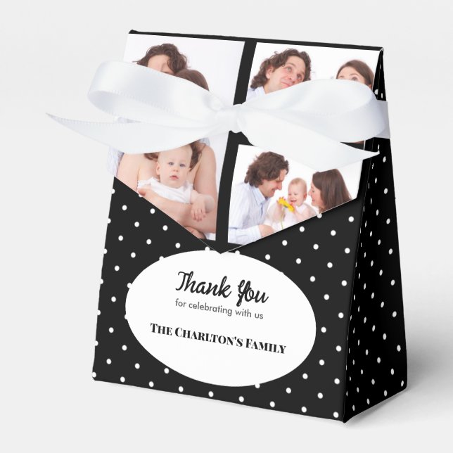 Christening 3 Sections Custom Photo Polka Dots Favour Box (Front Side)