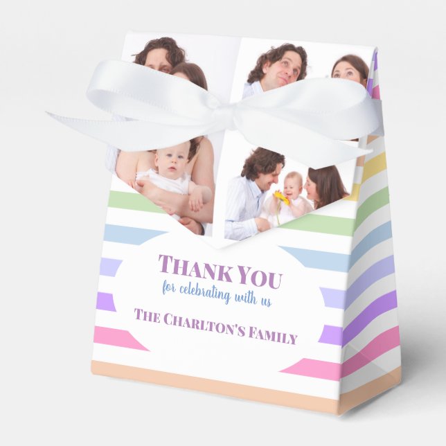 Christening 3 Sections Custom Photo Rainbow Favour Box (Front Side)