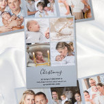 Christening 8 Photo Thank You Keepsake Blue Tri-Fold Card<br><div class="desc">Photo Thank You card to send to your family and guests following your little one's christening or baptism. The design has a photo collage on the front with baby's name, date and venue. On the back you can add your custom headings and text, such as godparents and thank you message....</div>