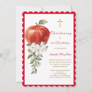Christening and First Birthday Apple Invitation
