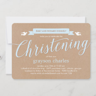 Christening Banner Baptism Invitation - Blue
