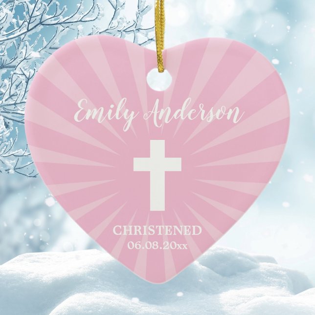 Christening Baptism Baby Girl Pink Ceramic Tree Decoration (Creator Uploaded)
