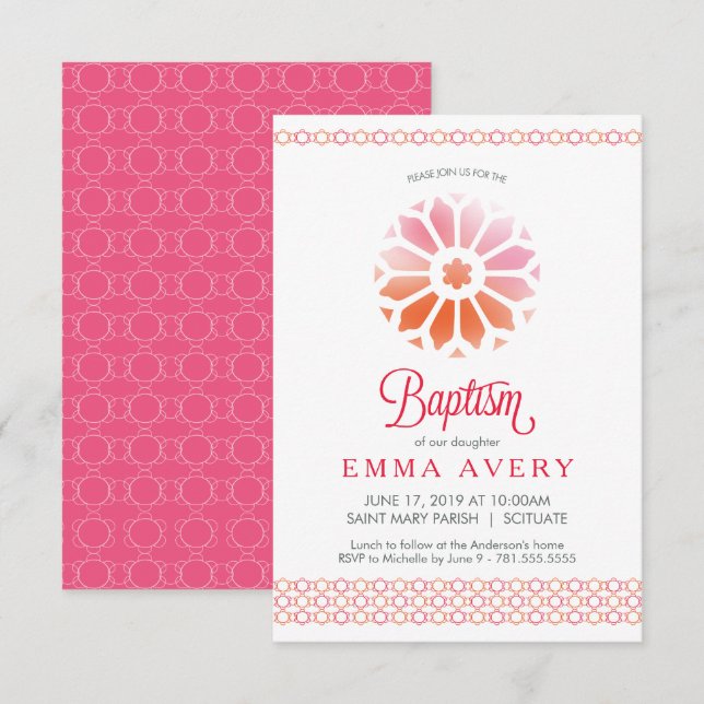 Christening, Baptism Customised Girl's Invite (Front/Back)