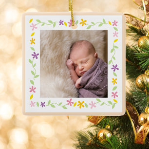 Christening Baptism Gender Neutral Baby Photo Ceramic Ornament