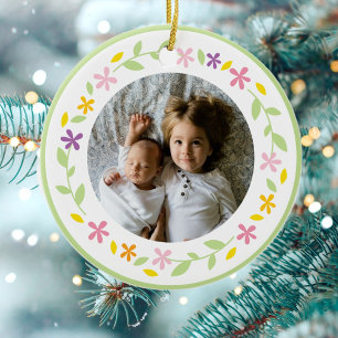 Christening Baptism Gender Neutral Baby Photo Ceramic Tree Decoration