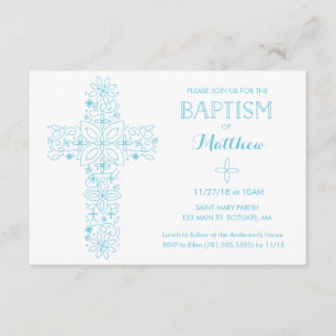 Christening, Baptism Invitation - Blue Cross
