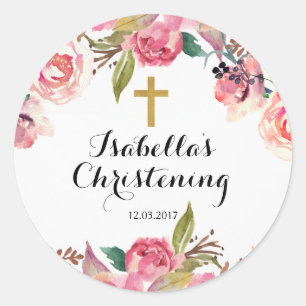 Christening Baptism Sticker - Gold cross