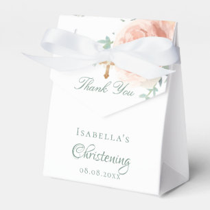 Christening blush pink rose floral girl thank you favour box