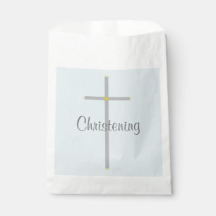 Christening Boy Blue Grey Silver Cross Favour Bags