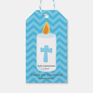 Christening Candles boy Gift Tags