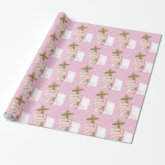 Christening * choose background colour wrapping paper (Unrolled)