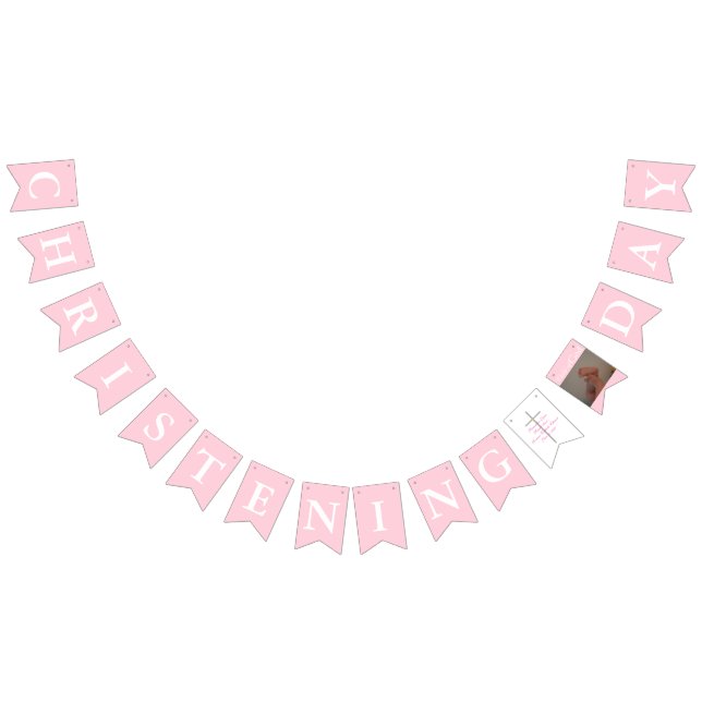 Christening Cross Girl Pink Photo Bunting (All)