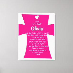Christening Gift for Girl: Personalised Prayer Canvas Print