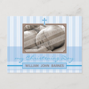 CHRISTENING INVITATION :: stylish stripe 1 Postcard