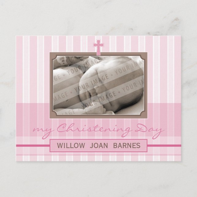 CHRISTENING INVITATION :: stylish stripe 3 Postcard (Front)