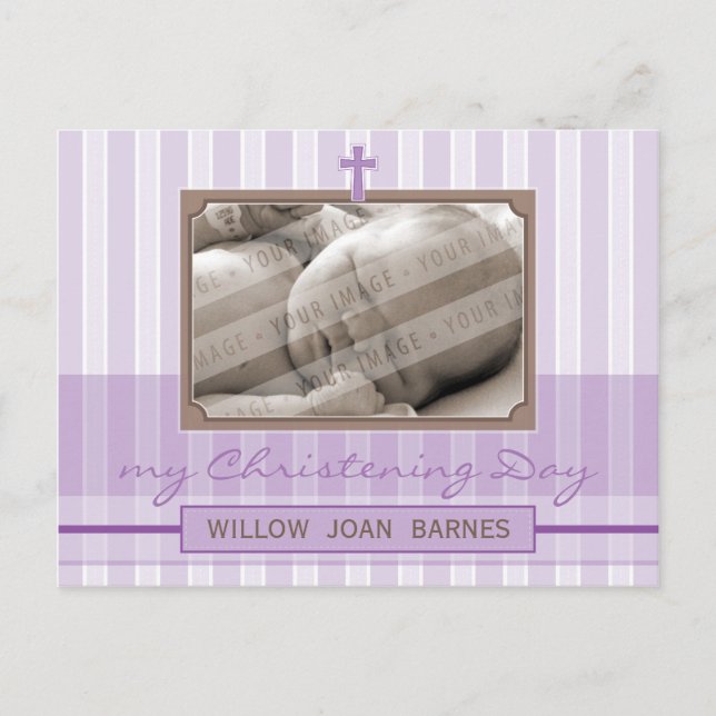CHRISTENING INVITATION :: stylish stripe 4 Postcard (Front)