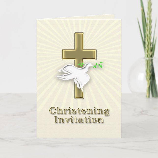 Christening invitation with a golden cross (Front)
