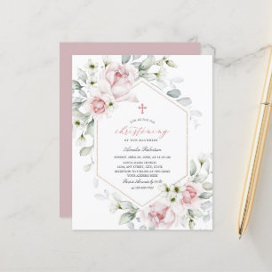  Christening Roses   Floral Watercolor Invitation