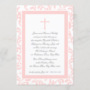 Christening Soft Pink Paisley Invitation