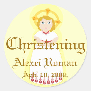 Christening Sticker-Customise Classic Round Sticker