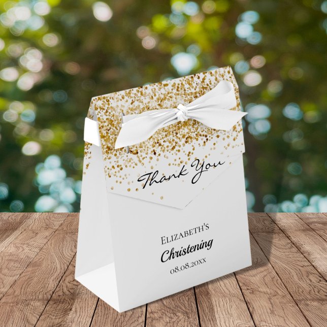 Christening white gold glitter thank you favour box (Creator Uploaded)