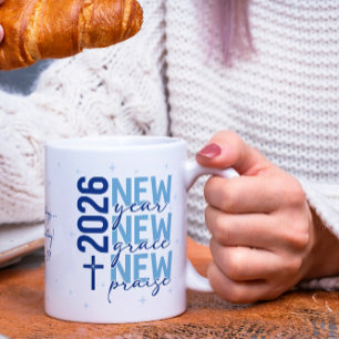 Christian 2026 New Year Custom Scripture Cross Coffee Mug