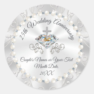 Christian 25th Anniversary Stickers for Envelopes