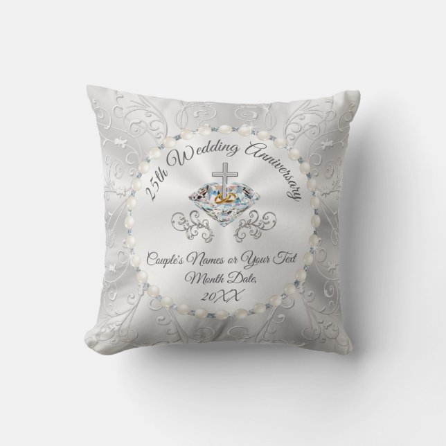 Christian 25th Marriage Anniversary Gift Ideas, Cushion (Front)