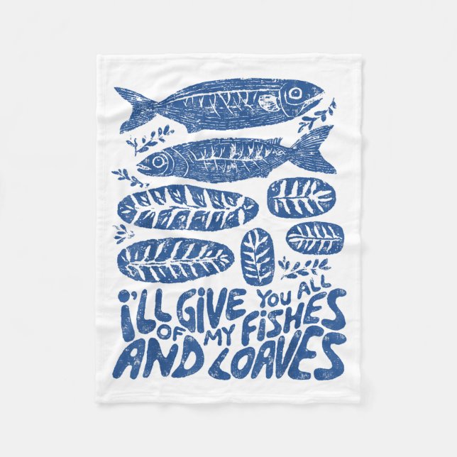 Christian 2 Fishes 5 Breads 5000 Against  Fleece Blanket (Front)