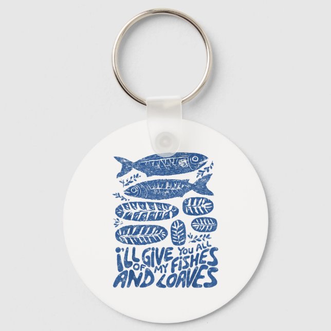 Christian 2 Fishes 5 Breads 5000 Against  Key Ring (Front)