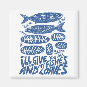 Christian 2 Fishes 5 Breads 5000 Against  Magnet