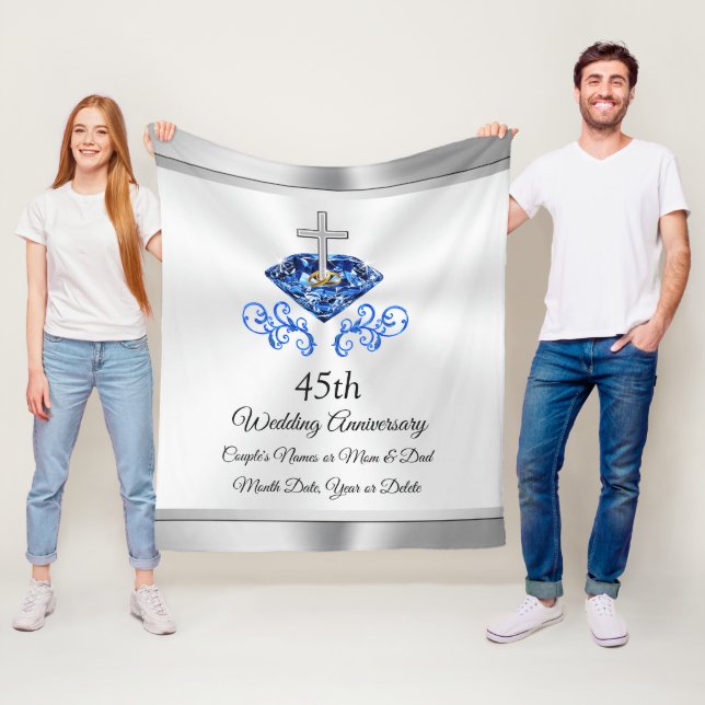 Christian 45 Year Wedding Anniversary Gift Ideas Fleece Blanket (In Situ)