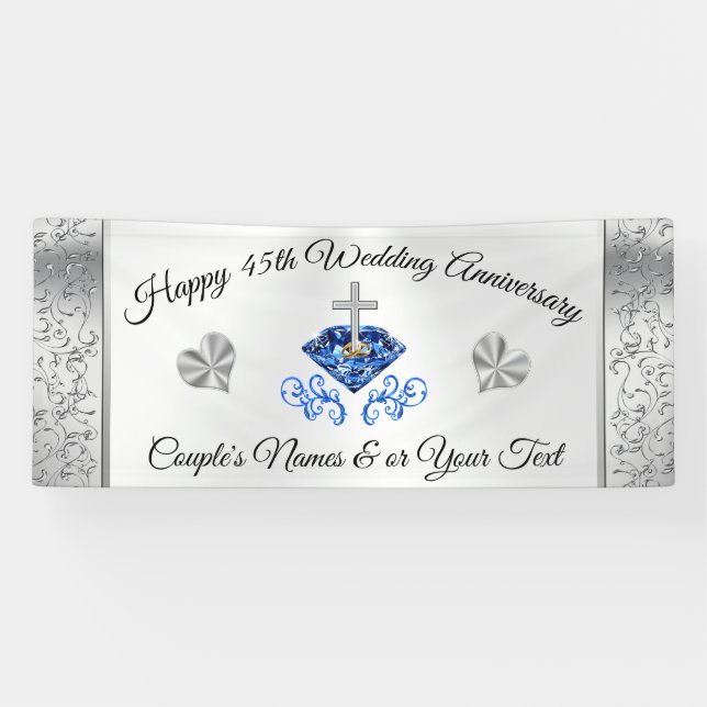 Christian 45th Wedding Anniversary Decorations Banner (Horizontal)