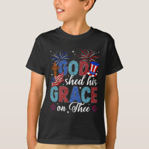 Christian 4th Of July God Shed His Grace On Thee 4 T-Shirt