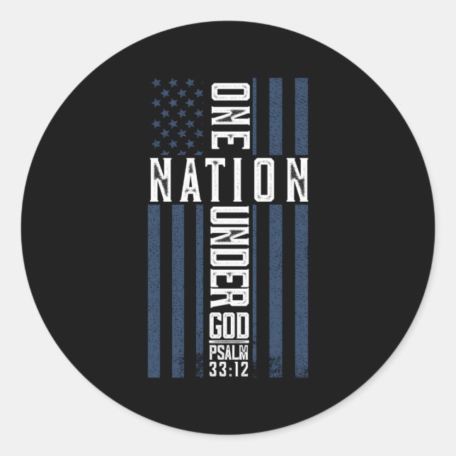 Christian 4Th Of July One Nation Under God America Classic Round Sticker (Front)