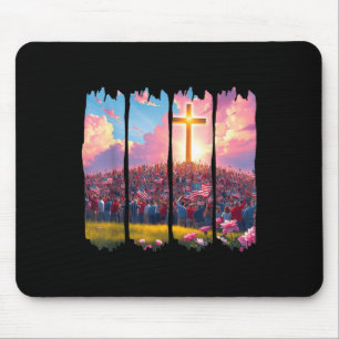 Christian 4th Of July Patriotic Religious Jesus Cr Mouse Pad