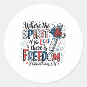 Christian 4th Of July Religious Patriotic Bible Ve Classic Round Sticker