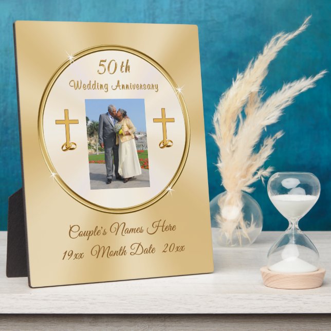 Christian 50th Anniversary Plaque Personalised (Side)