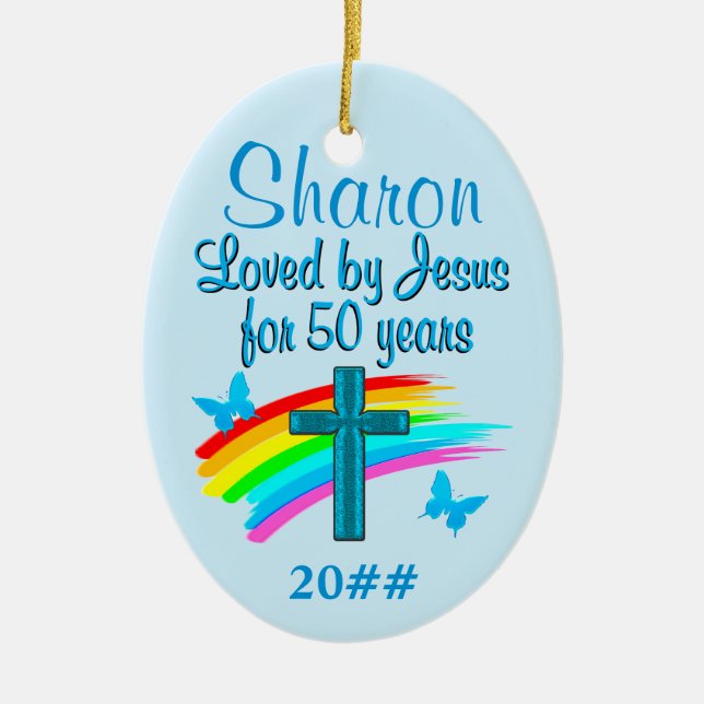CHRISTIAN 50TH BIRTHDAY PERSONALIZED ORNAMENT (Front)
