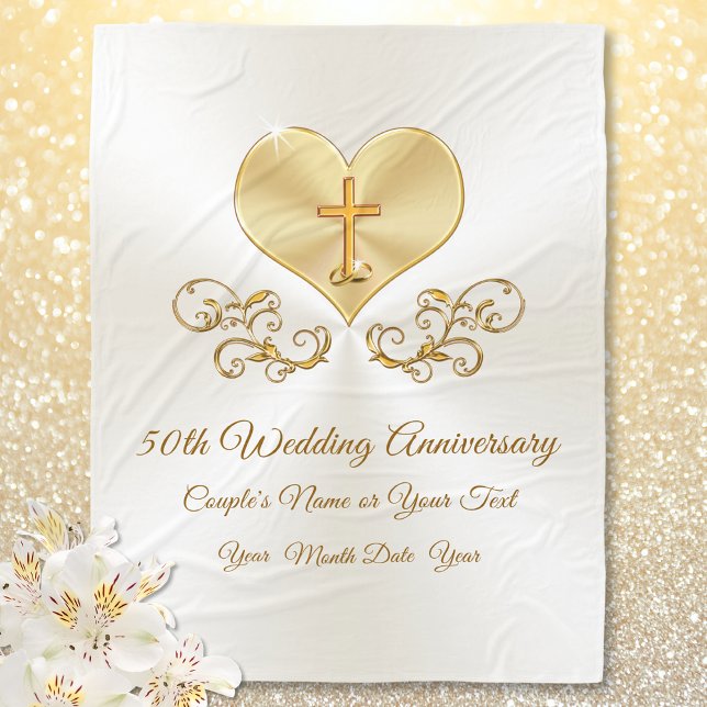 Christian 50th Wedding Anniversary Gift Ideas Fleece Blanket (50th anniversary blanket. Gifts for 50 years of marriage. 50th anniversary presents, Christian.)