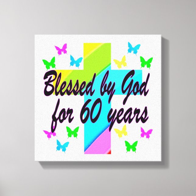 CHRISTIAN 60 BIRTHDAY CROSS DESIGN CANVAS PRINT (Front)
