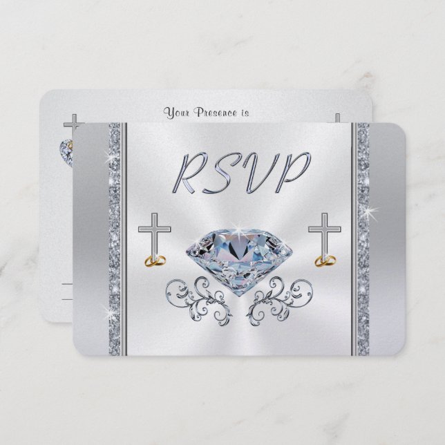 Christian 60th Anniversary RSVP with Menu Choice Invitation (Front/Back)