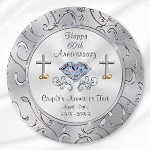 Christian 60th Wedding Anniversary Party Favours 7.5 Cm Round Badge