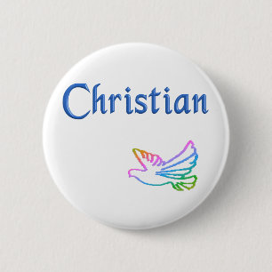 christian 6 cm round badge