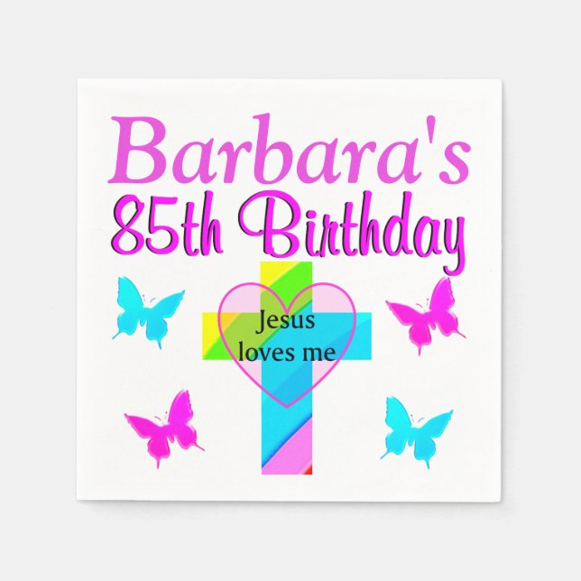 CHRISTIAN 85TH BIRTHDAY PERSONALIZED NAPKINS (Front)