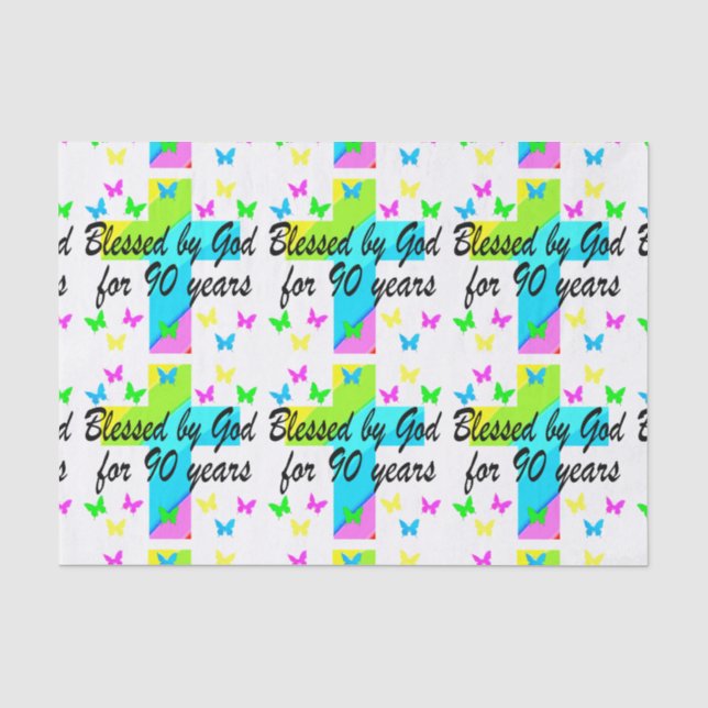 CHRISTIAN 90TH BIRTHDAY PRAYER DESIGN TISSUE PAPER (Front)